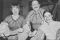 Kanen Kolberg, Mike Moynihan, and Barbara Leigh in costume as Friends Mime Theater.